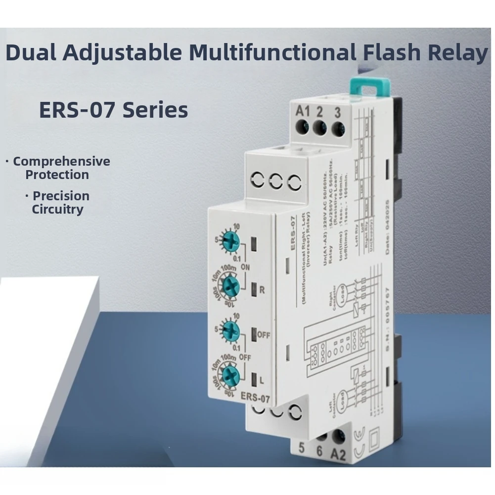 1pc ERS-07 Time Delay Relay 220V Dual Load Alternating Switch For DIN Rail Electrical Control Panel Industrial Automation