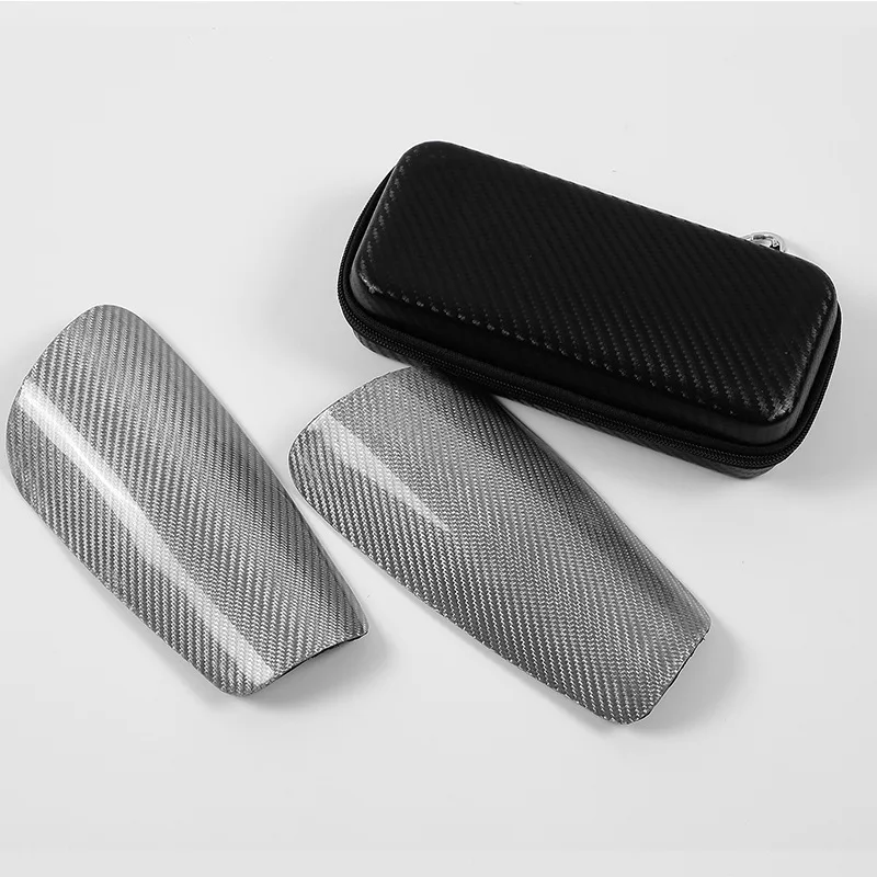 GOBYGO 1Pair Carbon Fiber Soccer Shin Guard Super Strong Shock Resistance EVA Sponge Portable Carrying Case Leg Protection Board