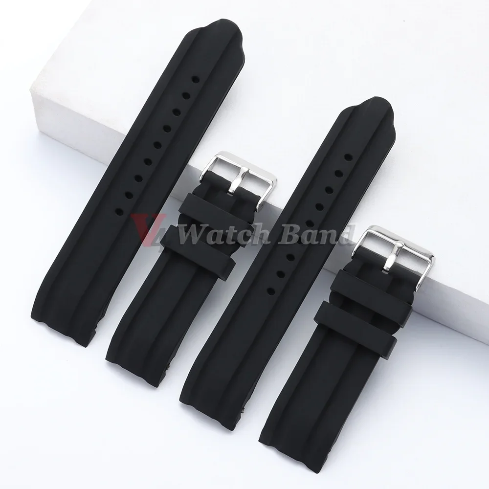 18 20 22 24mm Dickes Weiches Silikon-Gummi Gebogenes Armband mit Gebogenem Ende Silikon-Uhrenarmband Sport Wasserdichtes Handgelenkband Zubehör – Detail 4