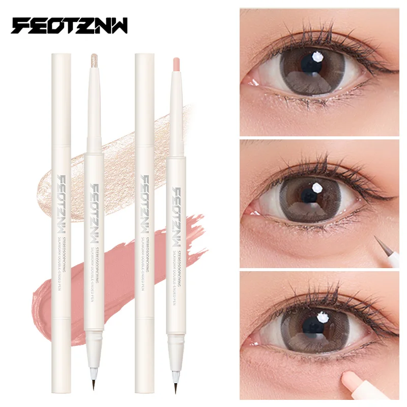 Feotznw Stylo tridimensionnel à double tête, éclaircissant tridimensionnel, sans bavures, utilisez les lèvres et les yeux
