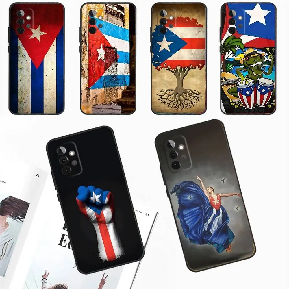 

Cuba flag Art Phone Case For Samsung Galaxy A13,A21s,A22,A31,A32,A52,A53,A71,A80,A91 Soft Black Phone Cover