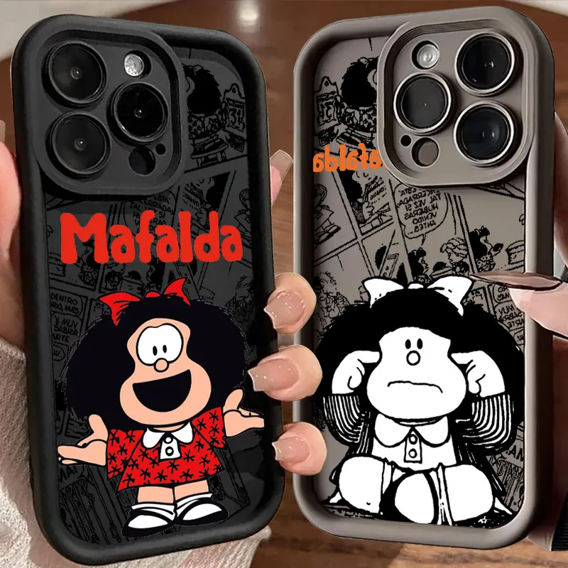 

Disneys Mafalda Comics Soft Silicone Case For iPhone 17 11 15 16 13 Pro Max 14 Plus 12 16 Pro 16E 17AIR Shockproof Phone Cover