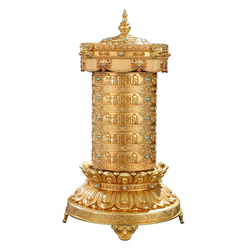 Fa Building Electric Prayer Wheel Brass Plug-in Household Tibetan Six Character Mantra Prayer Cylinder