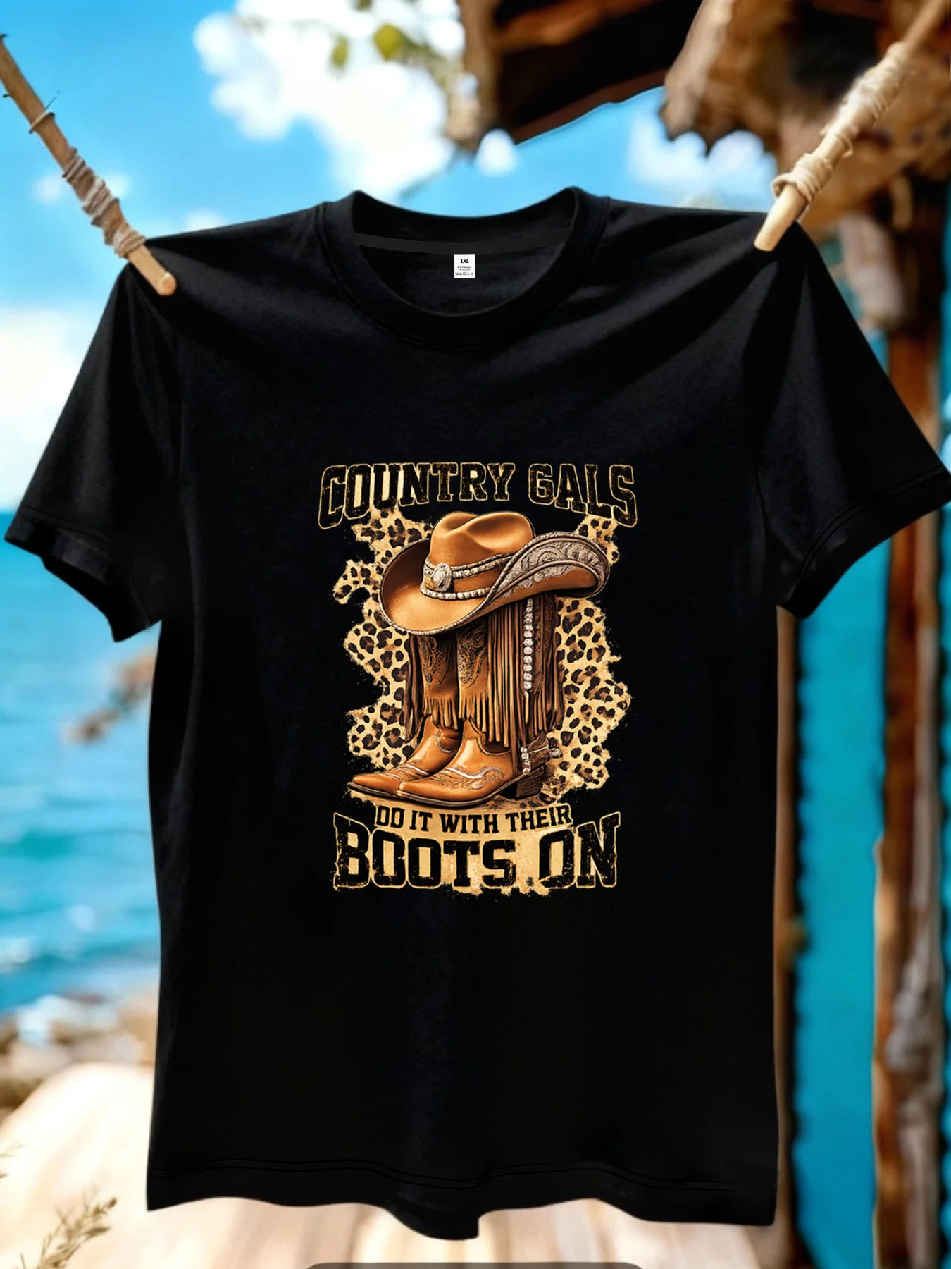 

[YJ01173] Женская футболка больших размеров с принтом «Шляпа и ботинки», летняя повседневная футболка с коротким рукавом, модная универсальная одежда