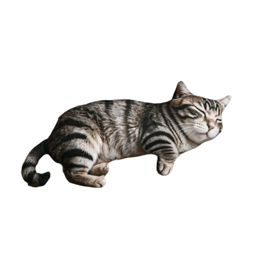 Cute Super Soft Simulated Cat Cushion Lifelike PP Cotton Filled Cat Pillow Cartoon Realistic Stuffed Animal Sleep Cushion
