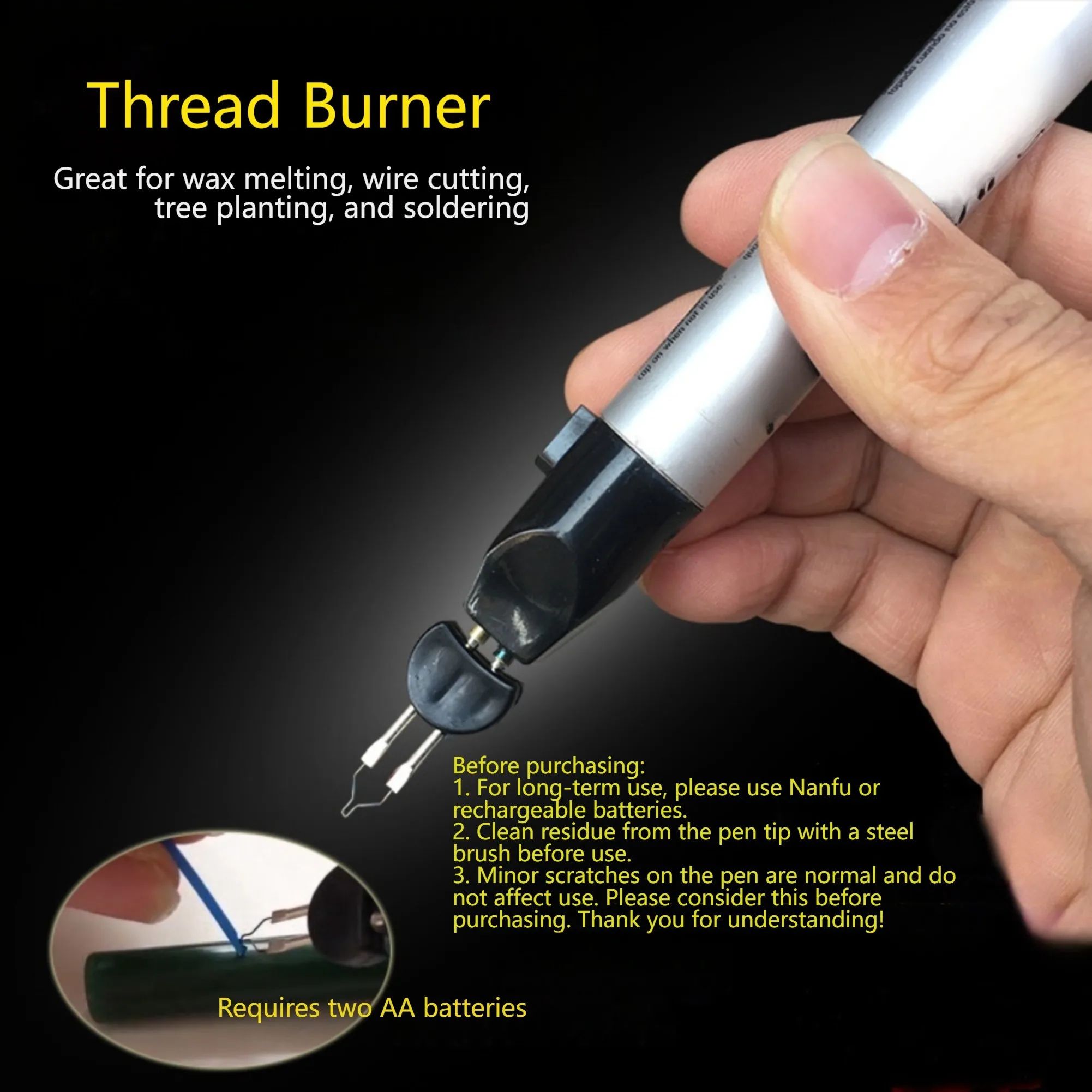 5.11” Thread Burner Trim For Wire Breakage Without Fraying Wood Panel Hot Stamping Wax For Welding And Wax Repair Thread Burner