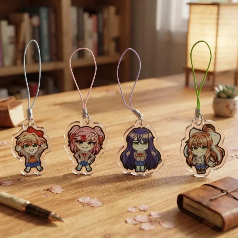 Sayori Natsuki Yuri Monika 5cm Acrylic Phone Strap Cute Chibi Color Lanyard Doki Doki Literature Club Bag Collectible Gift