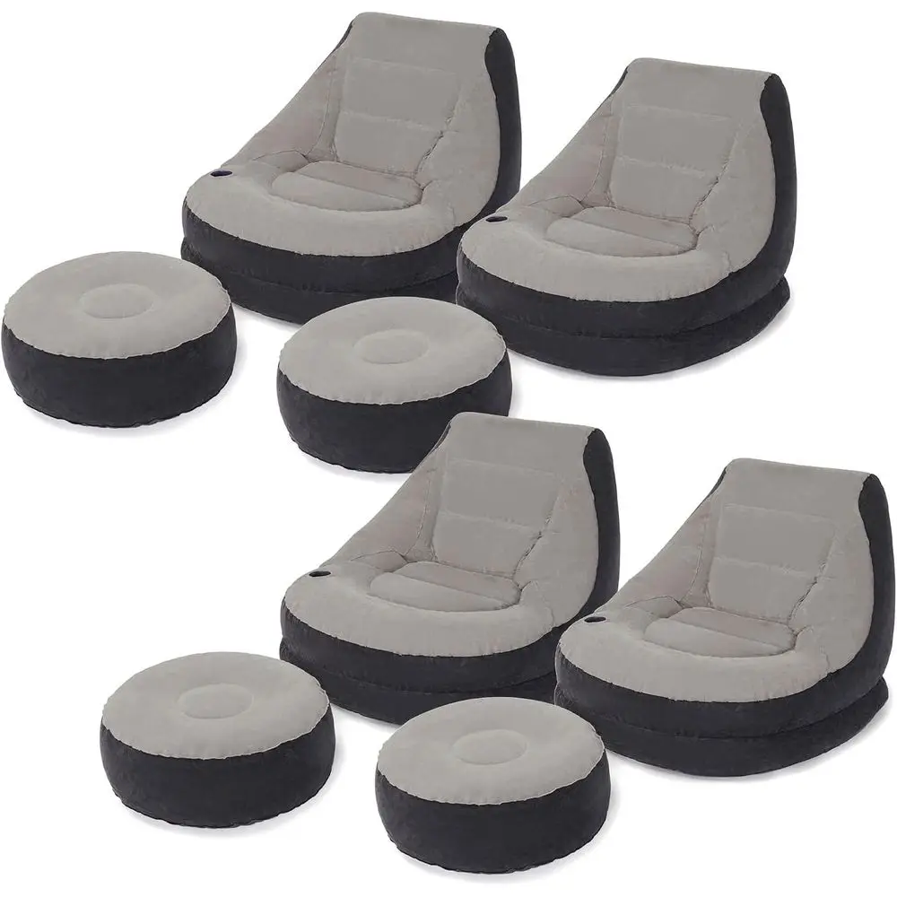 Iatable Ultra Lounge Chair With Cup Holder And Ottoman Set (4 Pack)