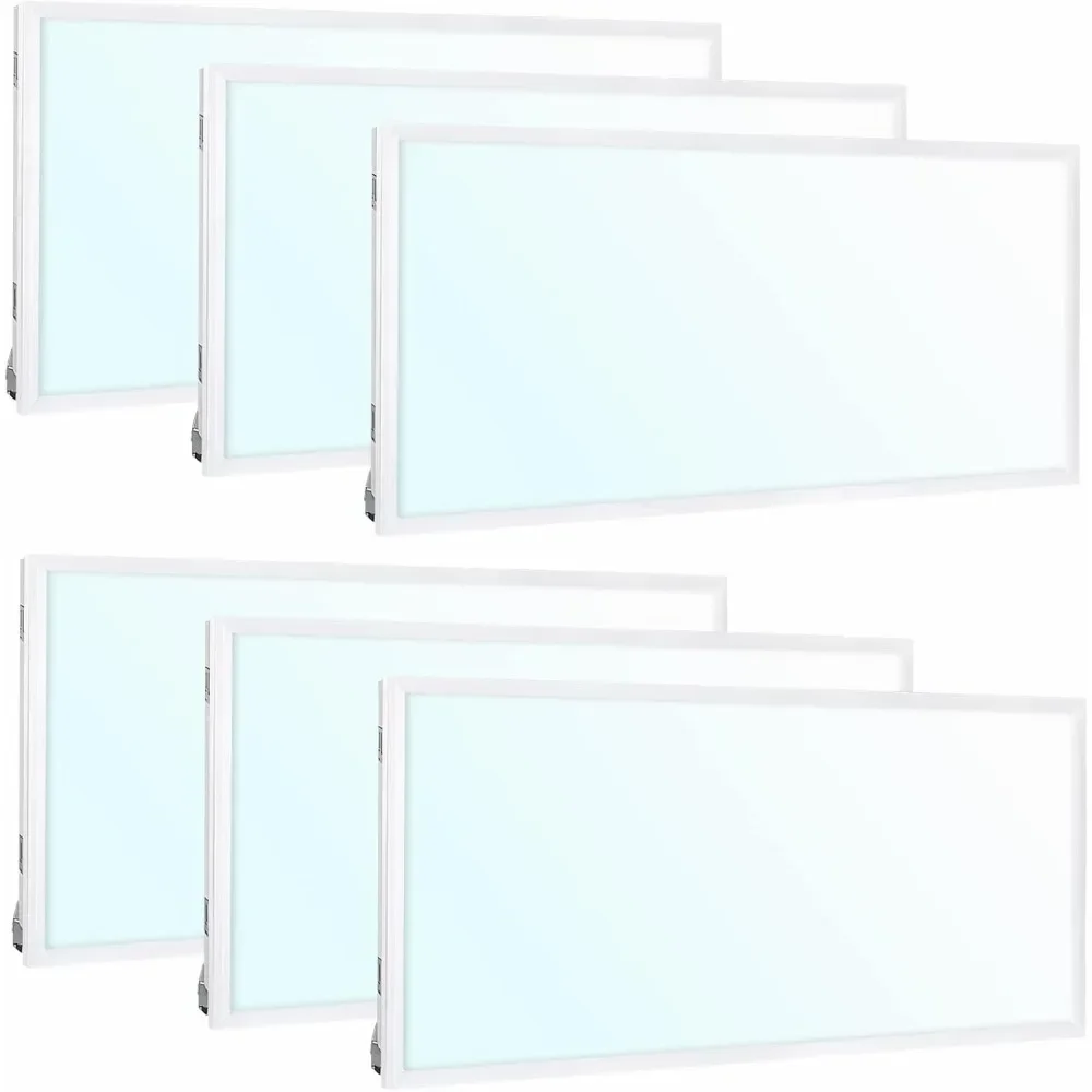 6-pack 2x4 FT LED Flat Panel Troffer Light, 40/50/60W, CCT selecteerbare drop-plafond kantoorverlichting, 115LM/W, 0-10V dimbaar