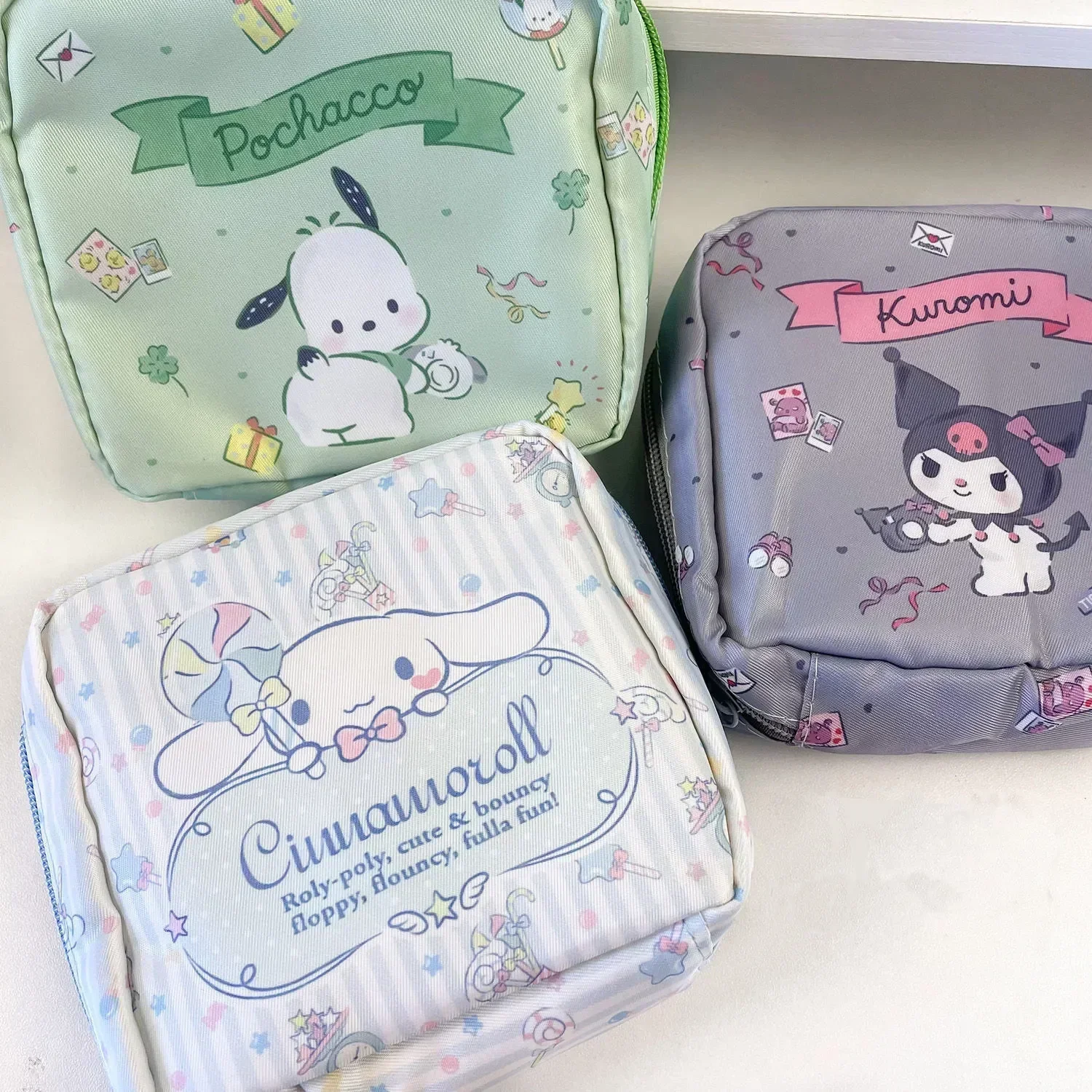 

Sanrio Kawaii Pochacco Sanitary Napkin Zip Storage Girl Student Physiological Period Sanitary Case Portable Bag for Small Items