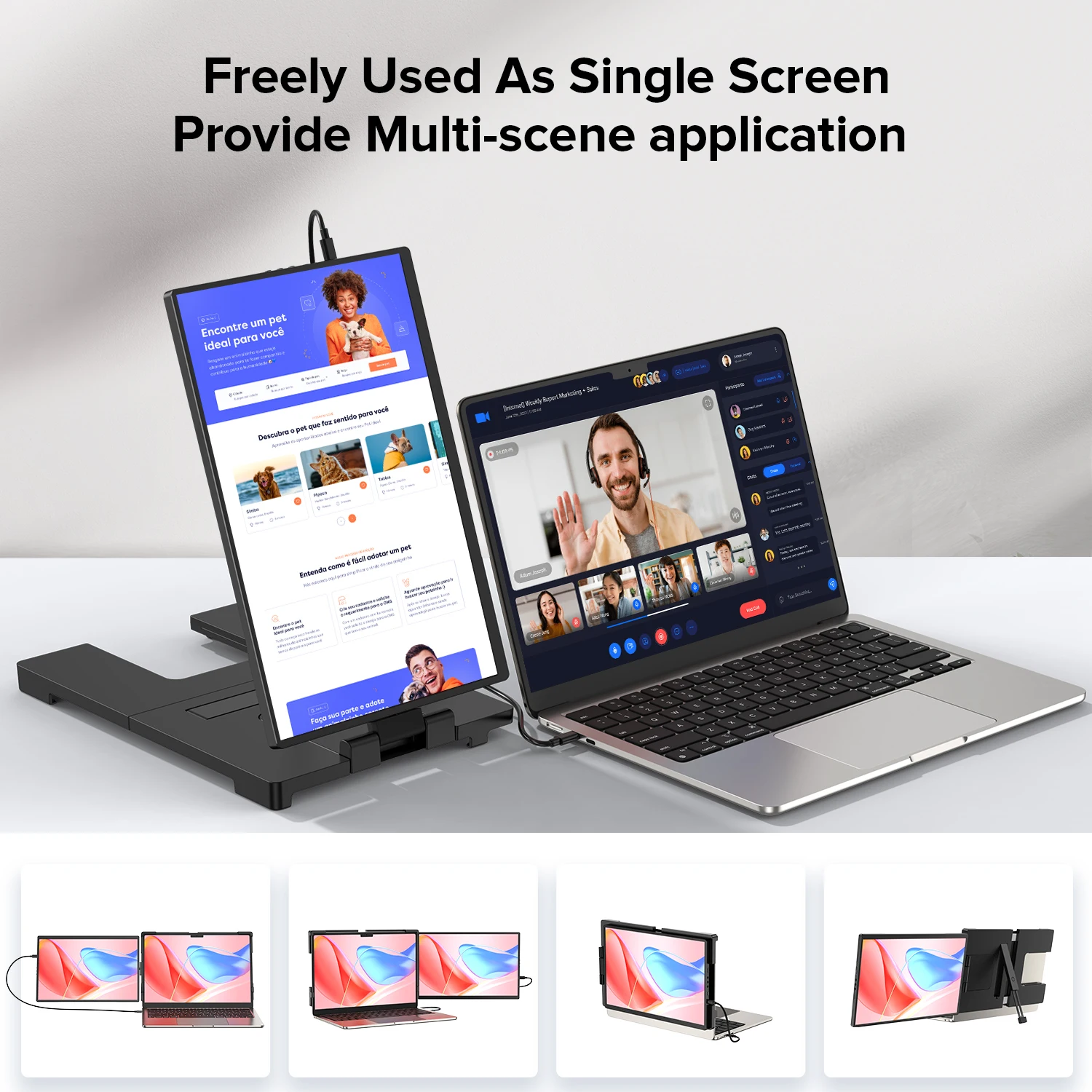 Cdisplay Laptop Screen Extender 14" Portable Monitor 2240*1400 Full HD IPS Display Dual Monitor Extender for 13"- 16" Laptop