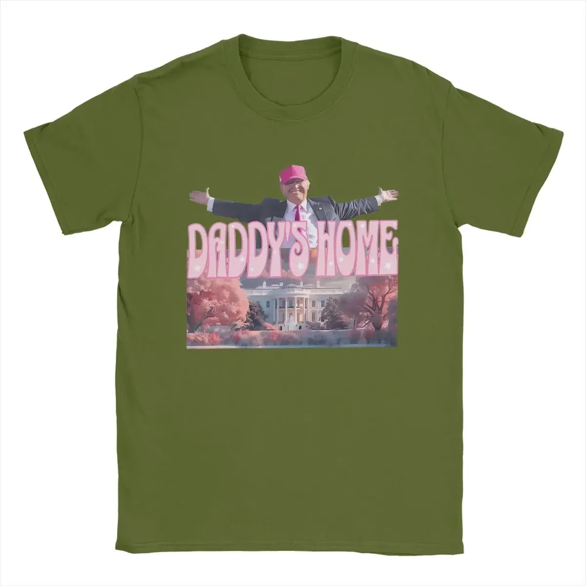 Men Women 2024 Donald Trump Pink Daddy's Home Shirt  Tee Clothing New Arrival Apparel Fashion Pure Cotton President T Shirt sale image 6