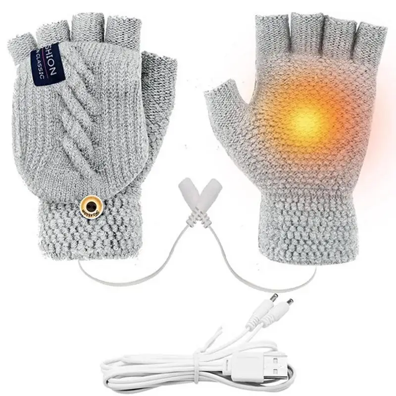 

USB Electric Heated Gloves Double-Sided Heating Gloves Mittens Rechargable Waterproof Adjustable Temperature Cycling Skiing