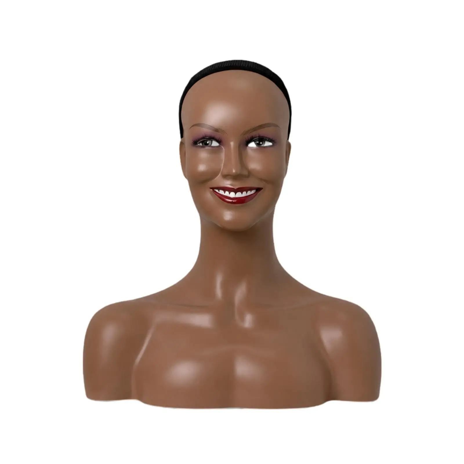 Realistic Smiling Mannequin Head with Mesh Cap for Wig Hat Display Boutique Salon Photo Prop Ready to Use