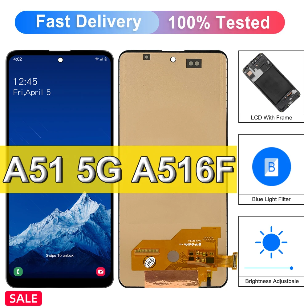 

100% Test For Samsung Galaxy A51 5G LCD Display Touch Screen Digitizer Assembly For Galaxy A51 5G A516 A516B A516F LCD