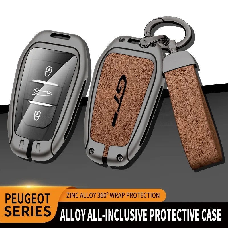 Car Zinc Alloy Key Case Bag For Peugeot GTLine 207 307 208 407 308 408 508 2008 3008 4008 5008 RCZ Car Key Chain Metal Key Shell