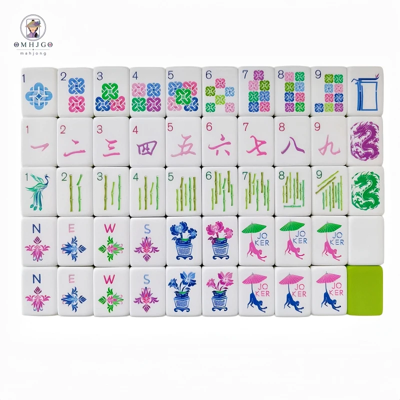 OMHJGO Juego de Mahjong americano de acrílico verde lima, fichas de Mahjong grabadas en 3D, juego de mesa portátil para entretenimiento, regalo navideño