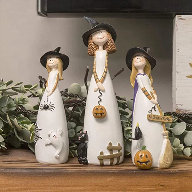 Halloween Witch Figurines And Statues Home Decor Resin Witches Cute Elf Sculpture 1 Piece Home Decor Home Decor Gifts