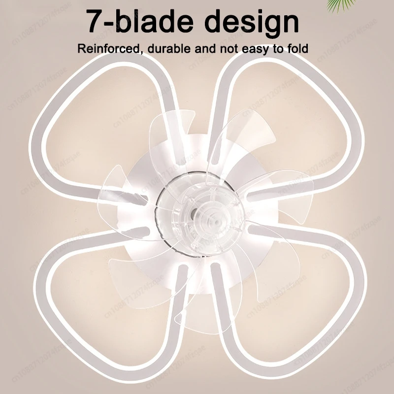 Simple Ins Style Living Room Bedroom LED Ceiling Fan light 7 Blades 6 Gears Remote Control Frequency Conversion Timing Fan Light