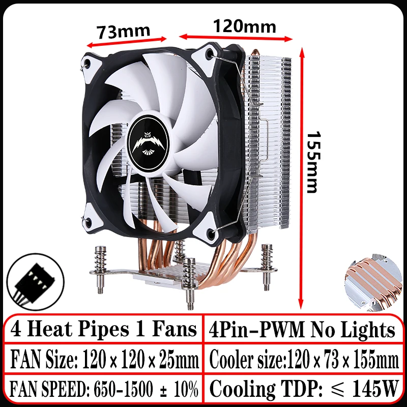 4Heat-pipes 1Fan4pin
