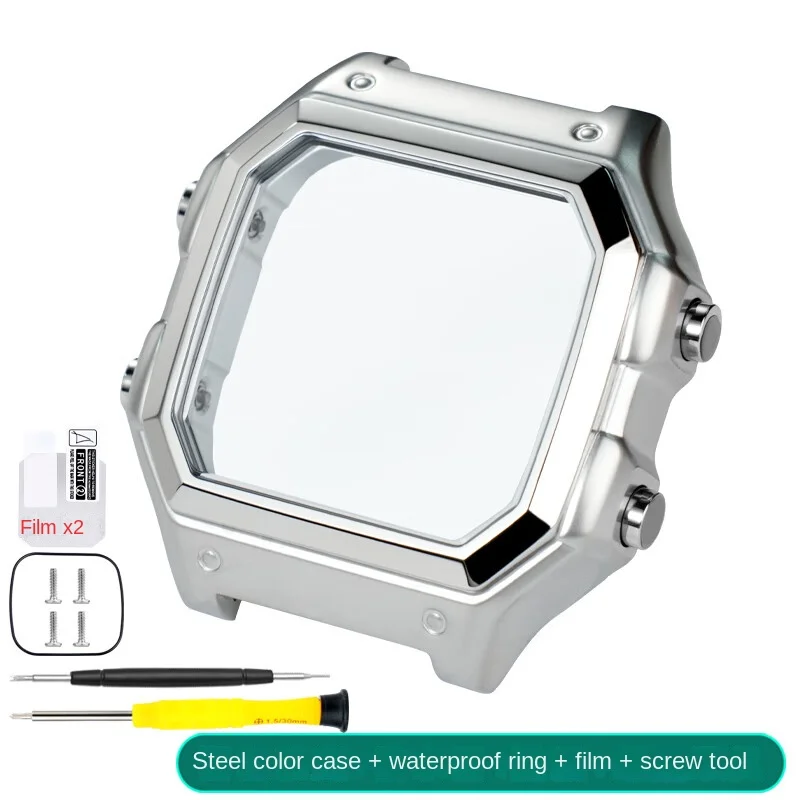 AE-1200 Gehäuse mit Spiegelglas für Casio AE1200/AE1300, modifiziertes Metall-Edelstahlgehäuse mit wasserdichter Ringschraube und Werkzeug 7