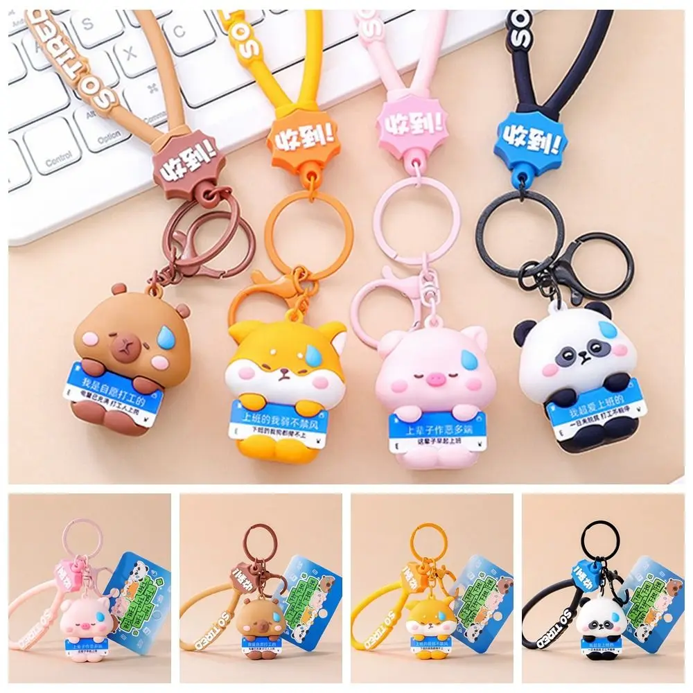 PVC Capybara Key Chain Hanging Doll Bag Charm Cartoon Panda Keychain Trinket Cartoon Capybara Cute Pendant Female Lady Girl