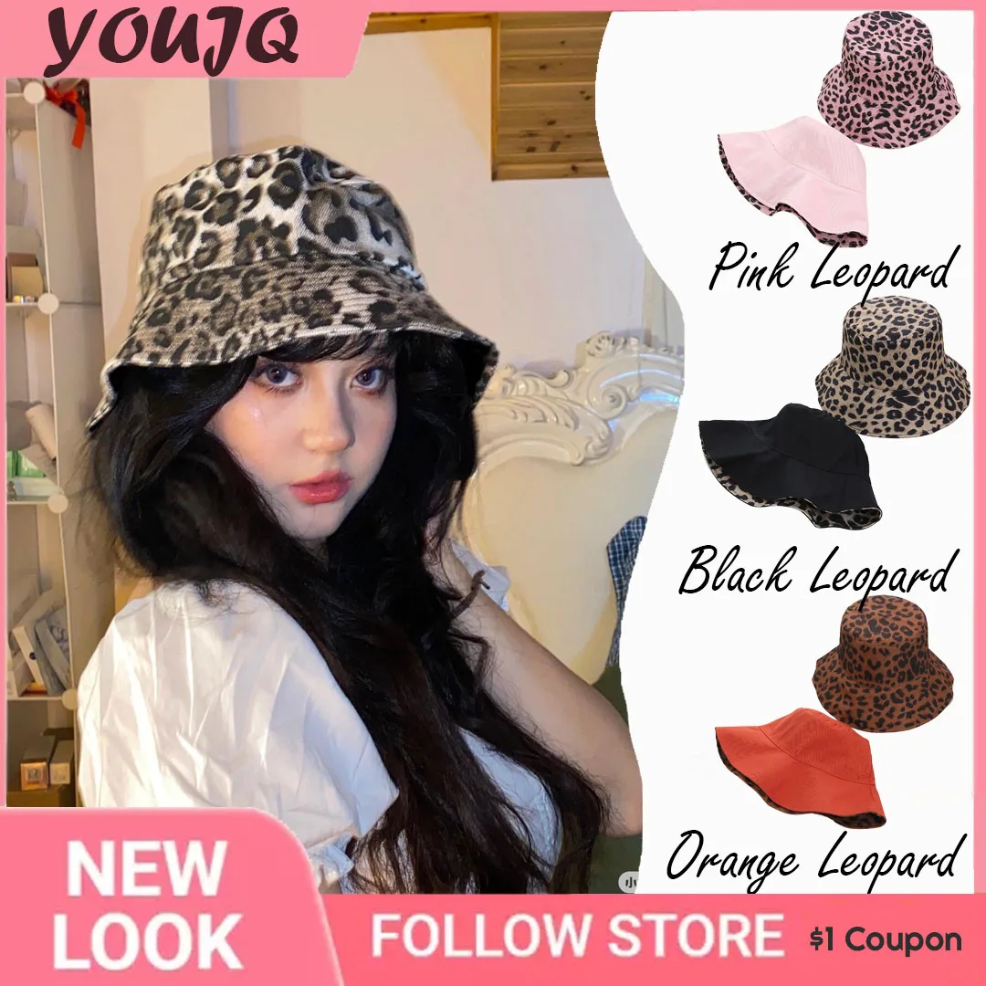 

1Pcs Two Side Leopard Bucket Hats For Women Reversible Panama Travel Sun Hat Summer Ladies Beach Sun Protection Fisherman Cap