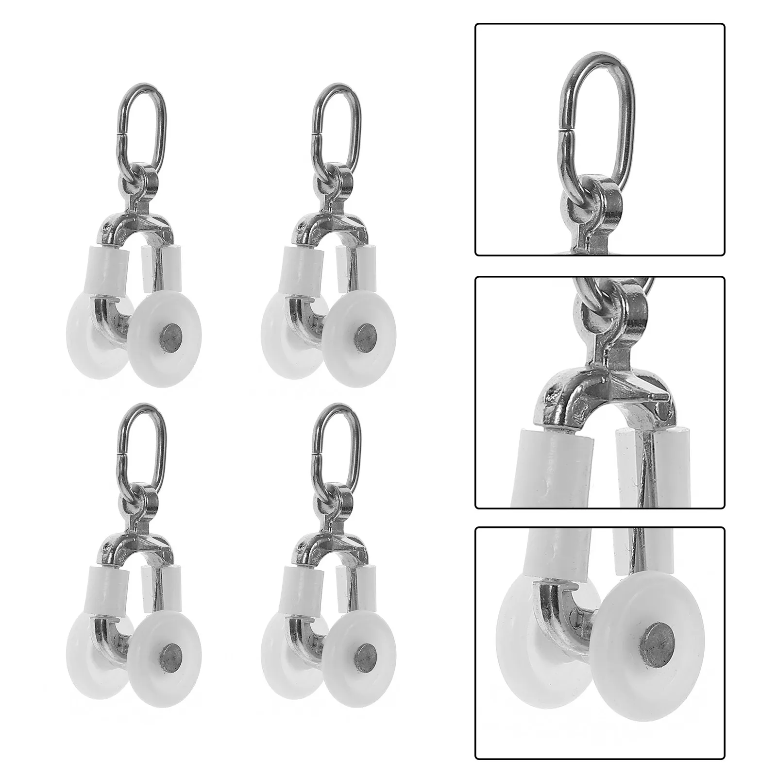 20Pcs Curtain Track Rollers Plastic Sliding Wheels White Pulley Hook Noise Cancellation Smooth Glide for Curtains Drapes Room