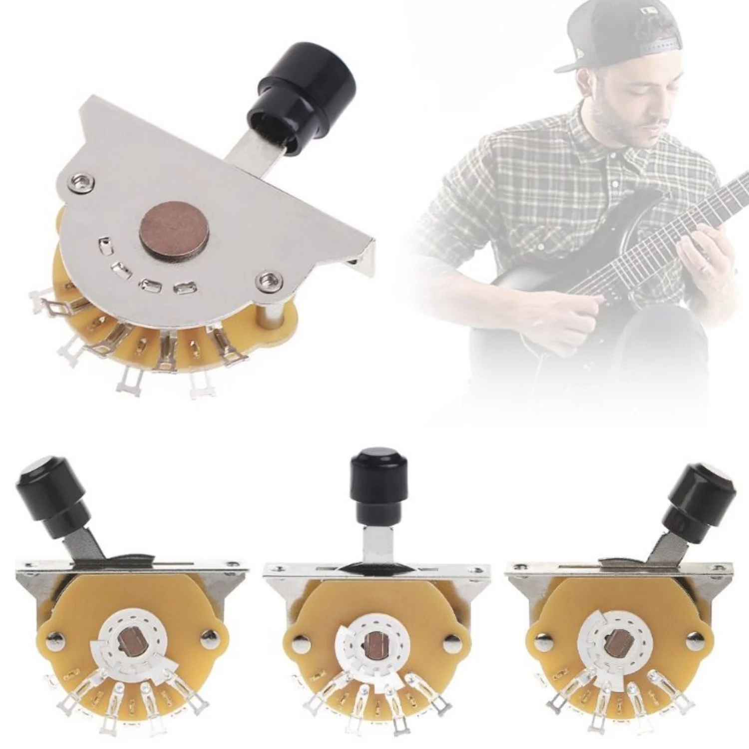 NALFI-1Pcs 3 Way Lever Pickup Selector Switches & 1Pcs Black 5 Way Lever Switch Selector For ST FD Electric Guitar Parts