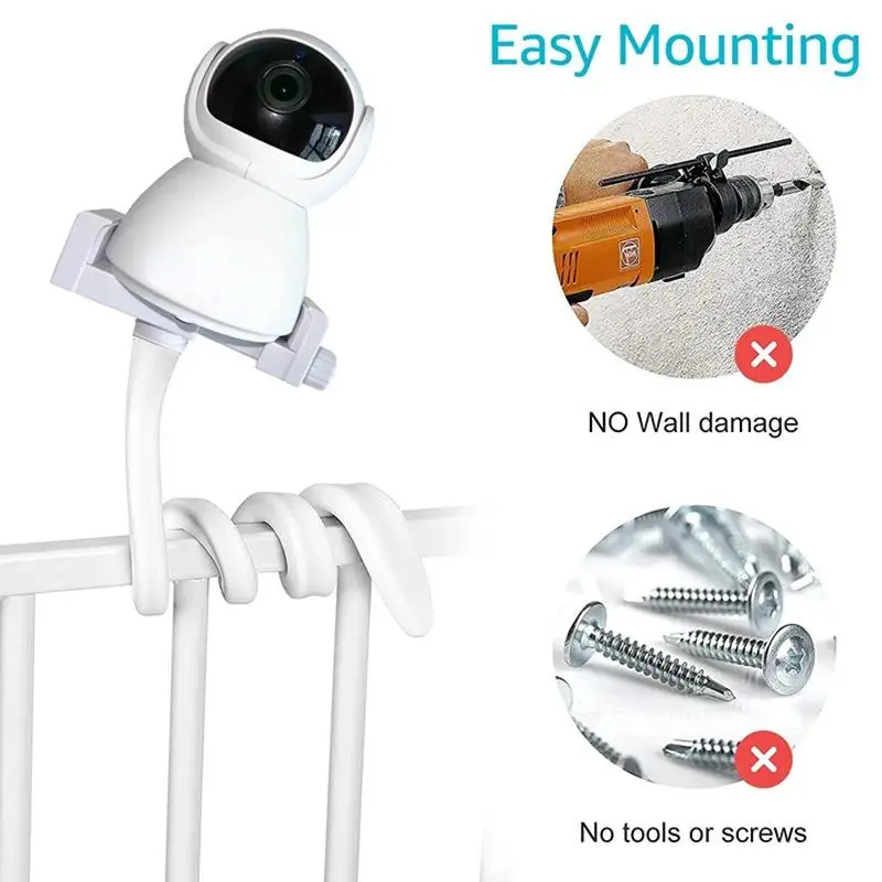 Baby Monitor Holder Flexible Baby Cam Bracket No Drilling Crib Cradle Rod Hose Holder Suitable for 1/4 Thread Cam VB803Pro SM50