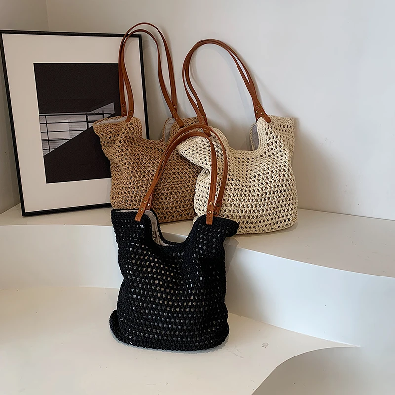 Beach Seaside Vacation Straw Bag Women\'s Large Capacity Shoulder Bag 2024 New Versatile Fashion Handbag Bolsas de hombro