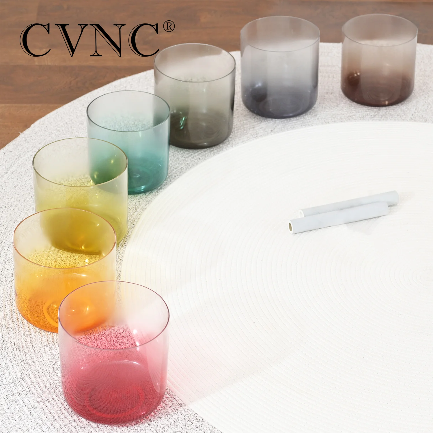 

CVNC 7 Inch *4pcs+6 Inch *3pcs Aria Alchemy Clear Quartz Crystal Singing Bowls Set of 7pcs for Sound Healing and yoga with Bags