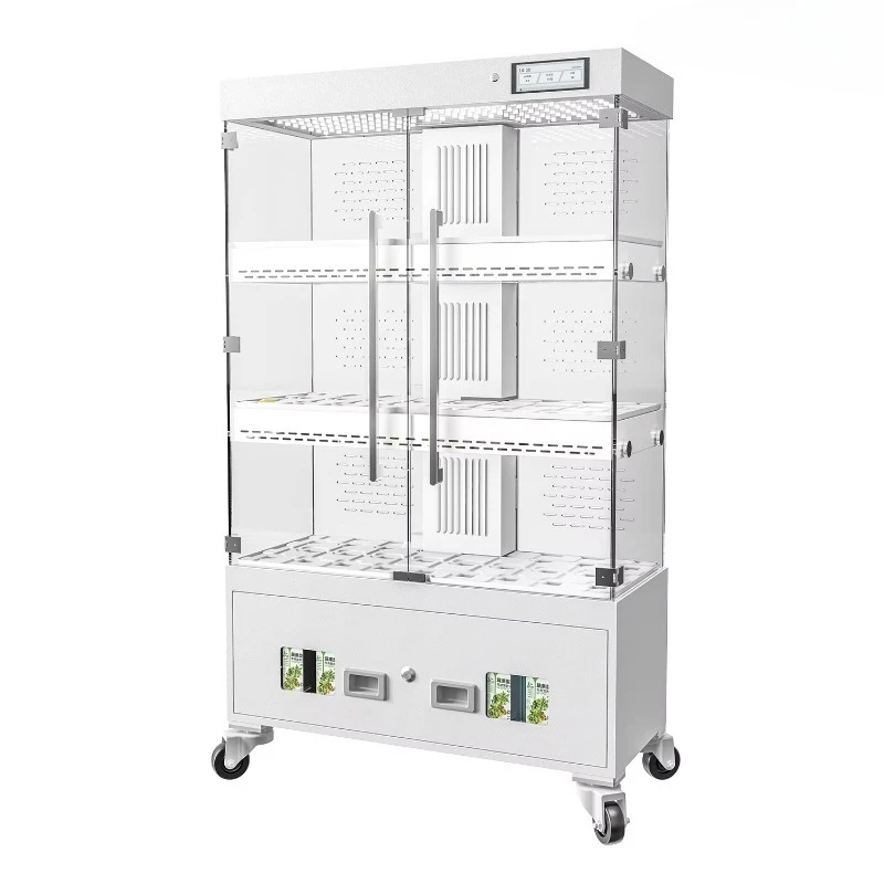 Smart hydroponic growing cabinet 170cm high, mini lettuce vanilla growing cabinet, easy to install, food grade plastic for veget