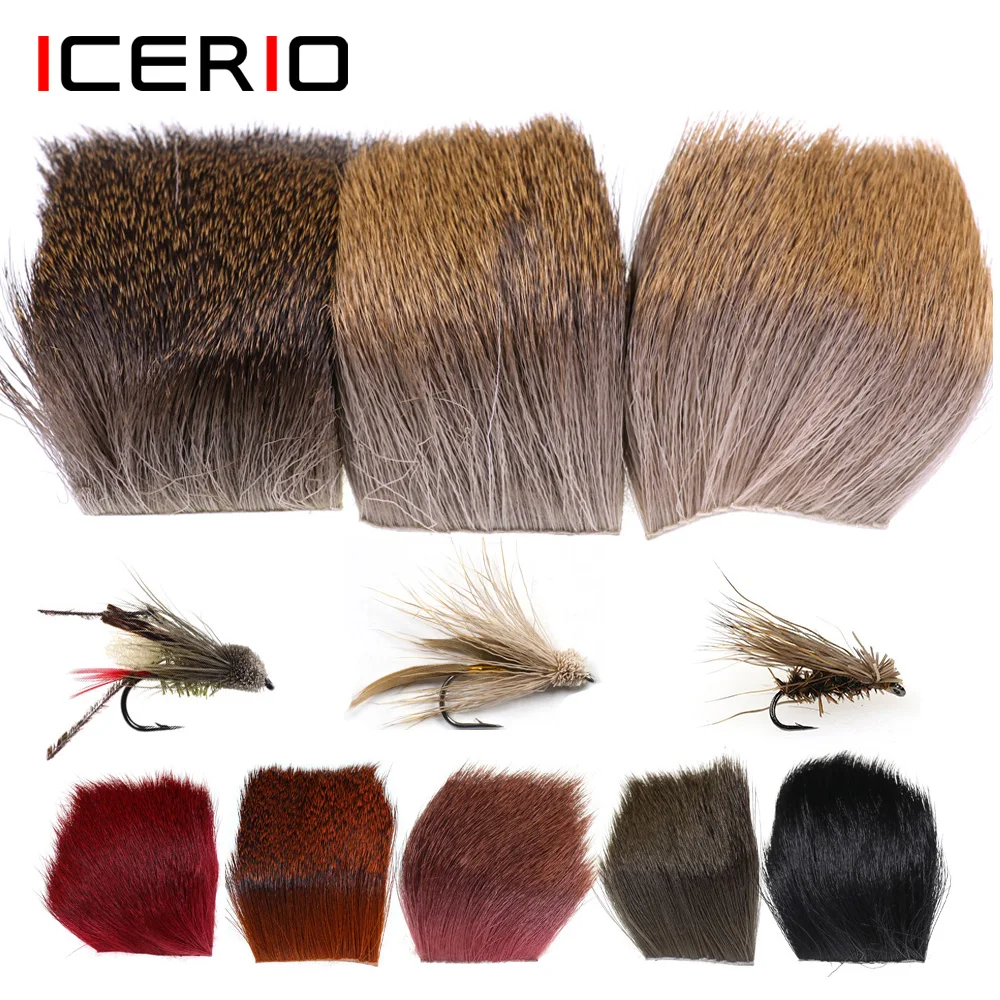 

ICERIO 1 Piece Natural Deer Hair Patch Dry Flies Hopper Caddis Wings and Bodies Spinning Bass Bugs Fly Tying Materials