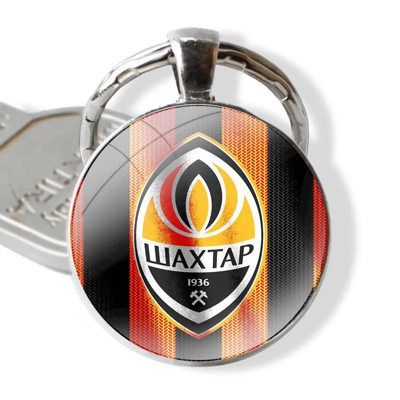 Ukraine Shakhtar Donetsk Fc Keychain Handmade Glass Cabochon Key Ring Holder Pendant Key Chains