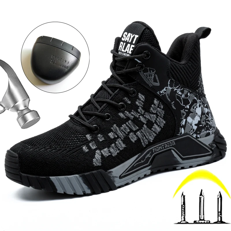 Large size 50 Work Safety Boots Steel Toe Cap Men Boots Protection Shoes Puncture-Proof Indestructible shoes Work Boots Security