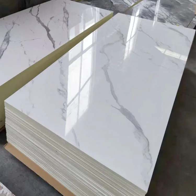 2026 High Glossy Modern Waterproof Interior Decoration Artificial Marble Wall Panel Board Flexible SPC Plastic Marble Sheetpromo