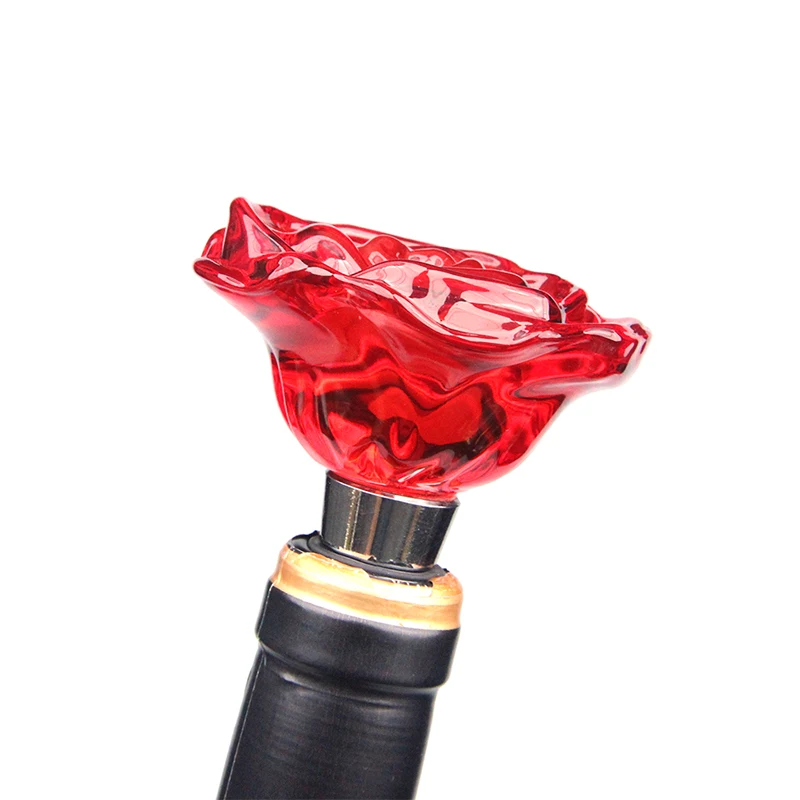 Wine Bottle Stopper Crystal Rose Flower Shaped Red Wine Champagne Wedding Aluminum Alloy Wine Corks Gifts for Wine Lovers Pub