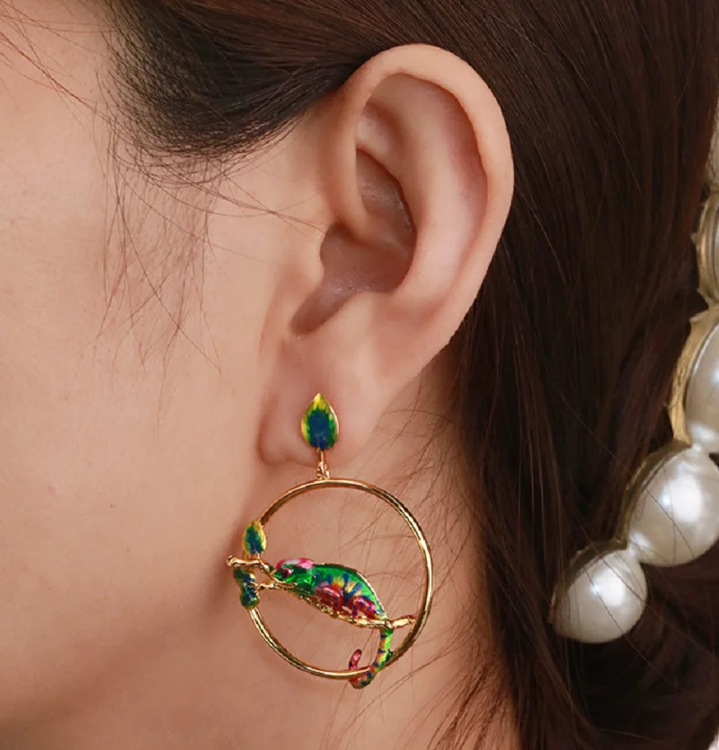 

Unique Handmade Chameleon Earrings