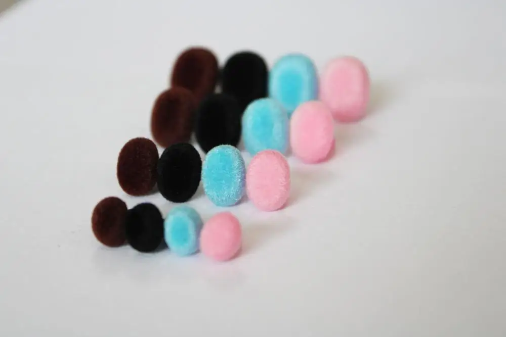 120pcs/lot--7x9mm/9x12mm/10x14mm/12x16mm blue/pink/brown/black  oval flocking toy safety nose + soft washer----size&color option