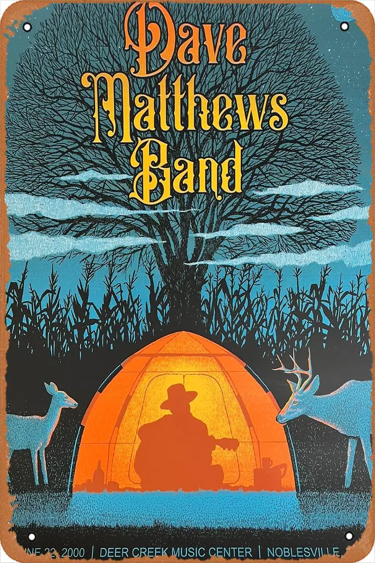 Dave Matthews Band - 2021 poster Noblesville, IN 6/22 Retro Metal Tin Vintage Sign 12 X 8 Inch Wall Decor