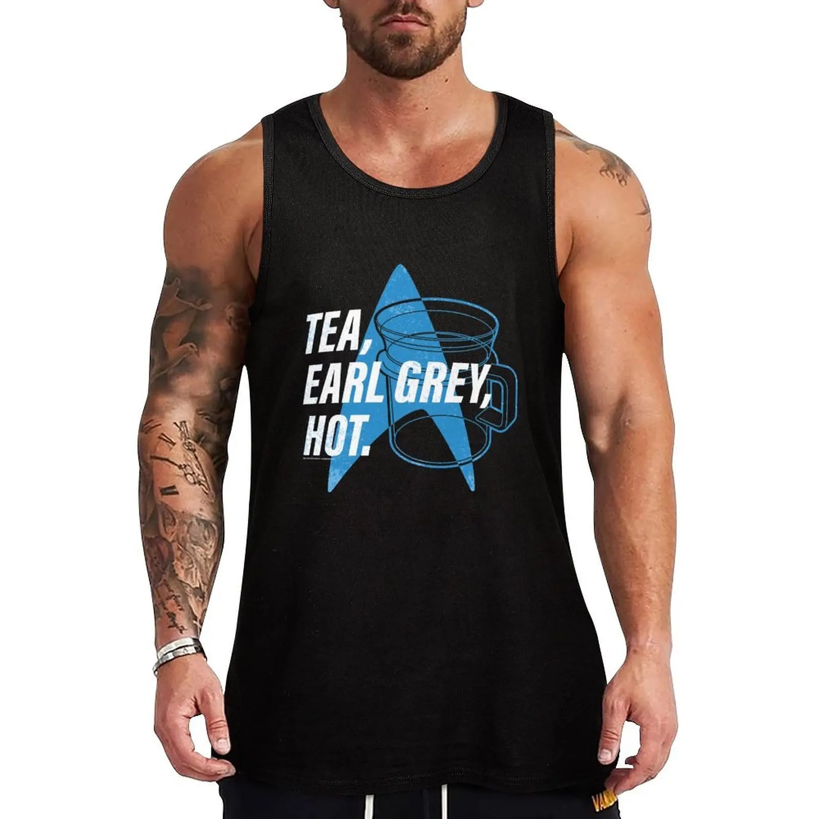 Camiseta sin mangas de mezcla de algodón básica con estampado de Star Trek Next Generation Tea, Earl Grey, estilo informal