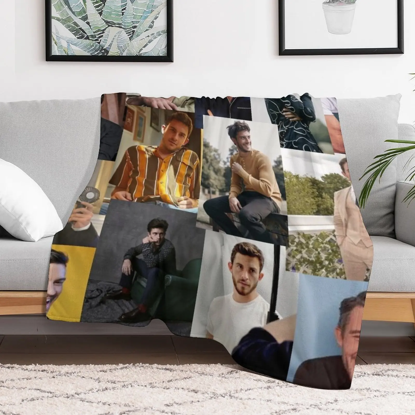 Jonathan Bailey pic collage Throw Blanket Comforter Plush Blankets