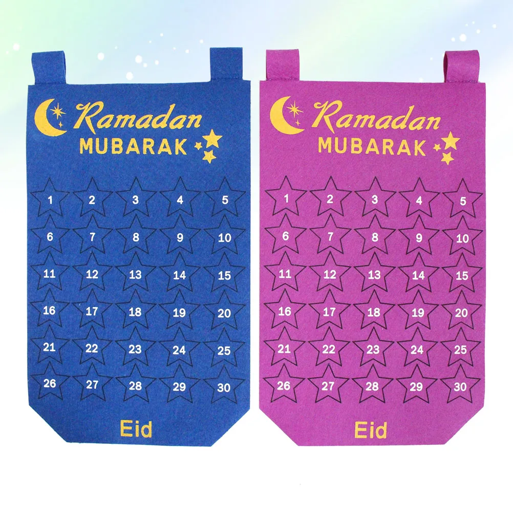 

2 PCS Countdown Calendar Wall Calendars Home Decor Pearlescent Hanging Mubarak