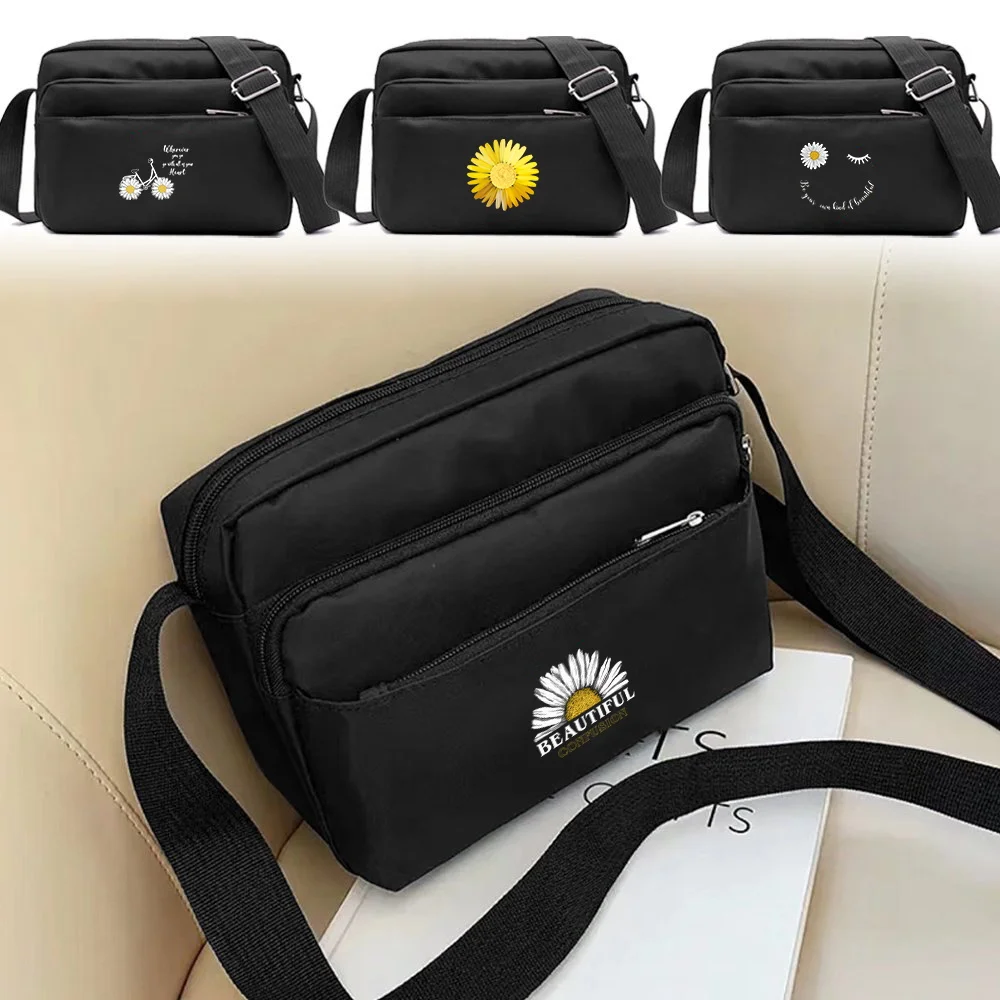 

Сумка через плечо с узором «Маргаритка», модная повседневная женская сумка для прогулок и путешествий, вместительная сумка с плечевым ремнем для шопинга