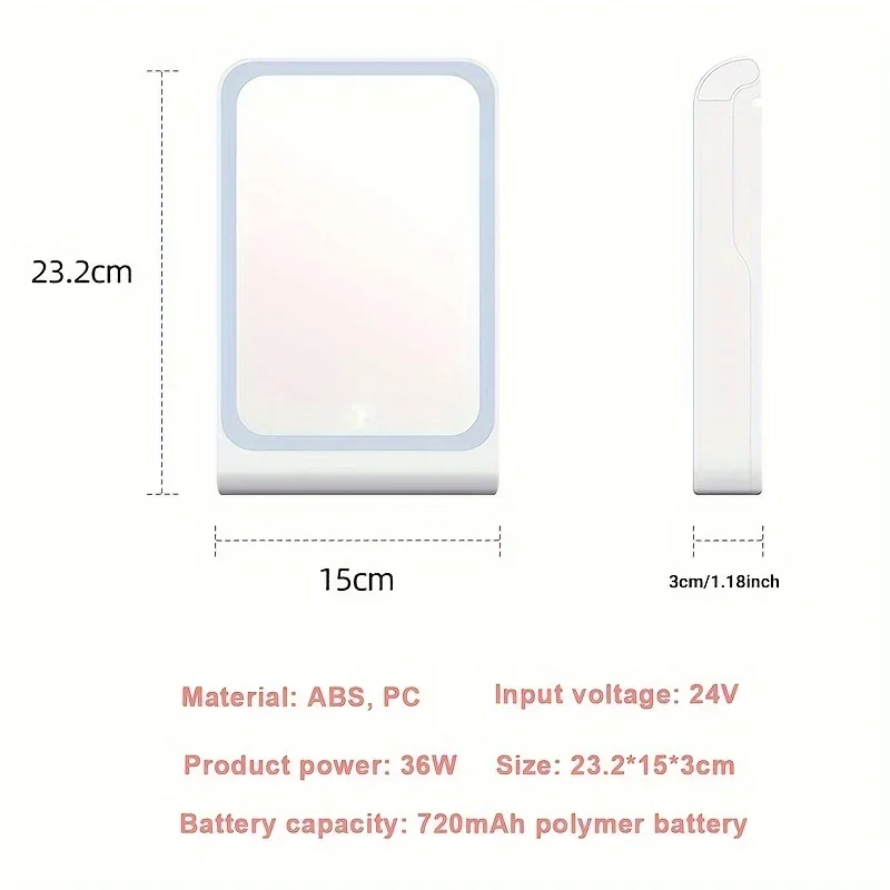 โคมไฟเล็บ UV แบบชาร์จไฟได้ 36W LED กระจกเงาไฟเล็บเครื่องเป่าเล็บมัลติฟังก์ชั่นพร้อมกระจกที่สมบูรณ์แบบสําหรับการเดินทางแสงยูวี