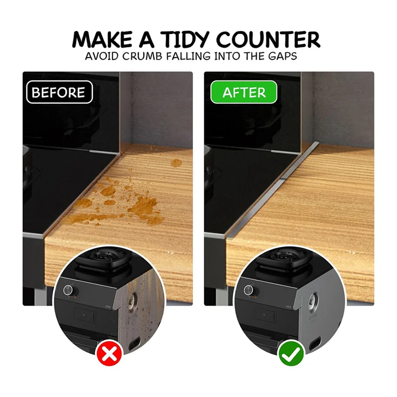 ABJO-4 Pair Stainless Steel Stove Covers, Stove Filler, Stove Guard For Kitchen Oven Counter Side Covers, Range Trim Kit