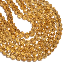 4/6/8mm Gold Champagne Color Austrian Rondelle Crystal Bead Wheel Faceted Glass Bead For DIY Bracelet Jewelry Making Accessories
