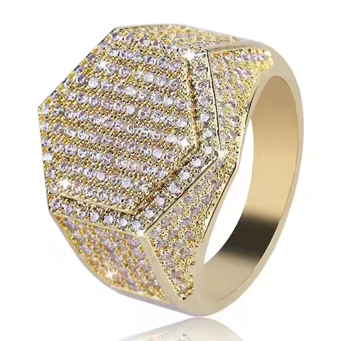 Trendy Hip Hop Rock Men Ring Luxury Gold/Silver Color Full Bling Iced Out Cubic Micro Paved CZ Rings Wedding Party Jewelry Gift