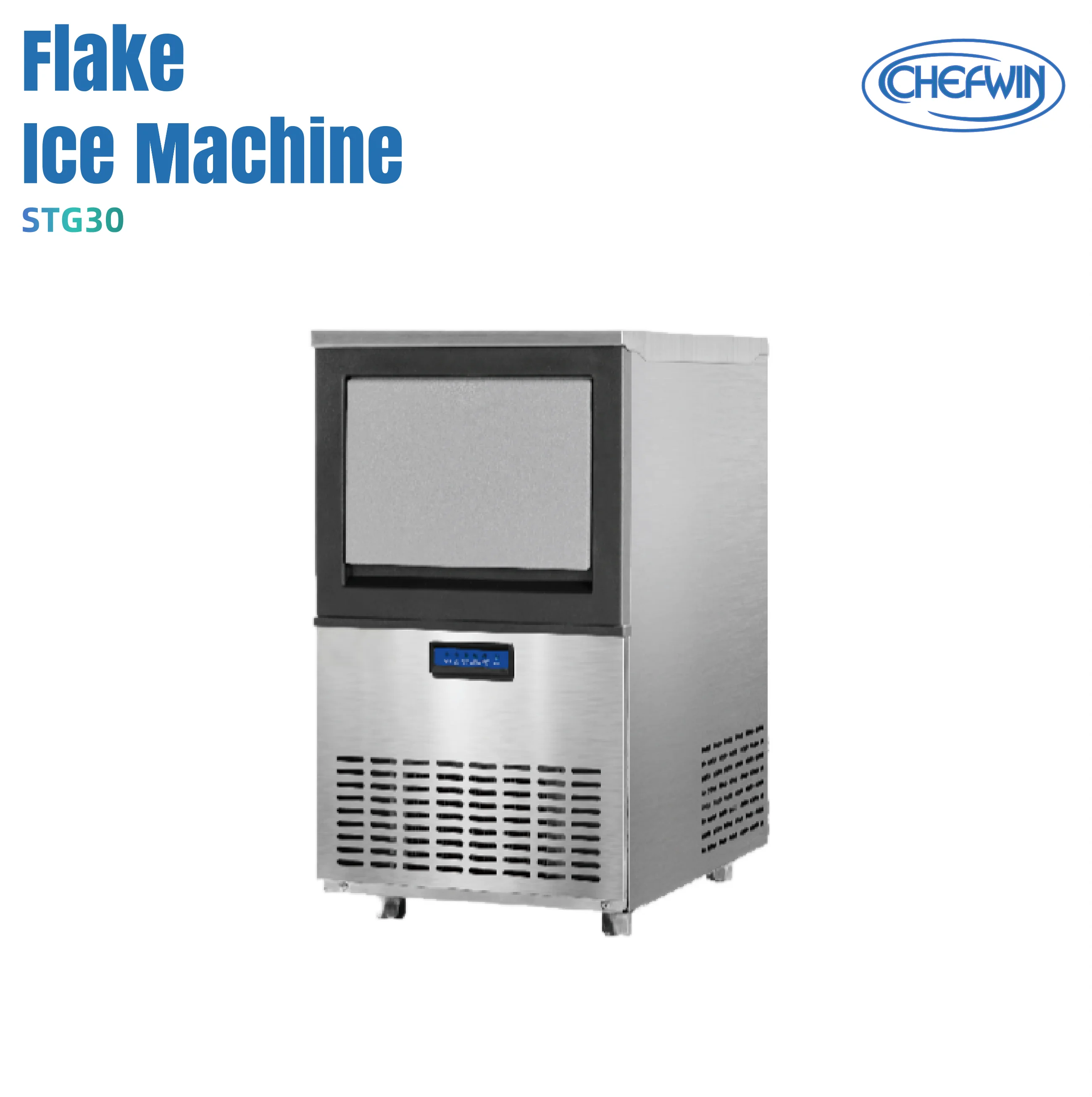 30kg/24H Commercial Compact Countertop Flake Ice Maker Stainless Steel Automatic Ice Machine For Coffee Shop, Bar, Restaurant